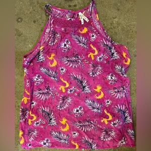 Mudd Pink and Yellow Tank Top